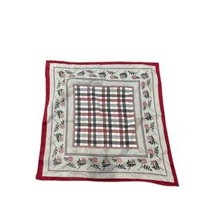 Vintage Dotted Floral Plaid Square Scarf 20"x20" Shawl Wrap Lightweight Boho